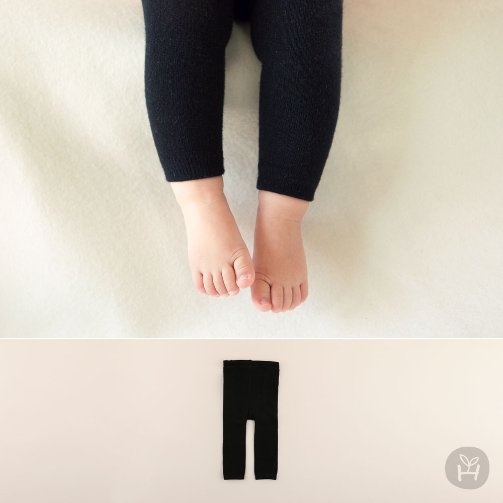Black Plain Baby Leggings