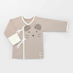 [OEKO-TEX Standard 100] Newborn Beige Mouse Four Seasons Side Snap Shirts