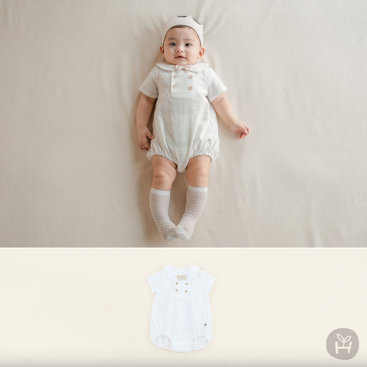 Fabiang Baby Boy Bow Tie Pure Cotton Coveralls