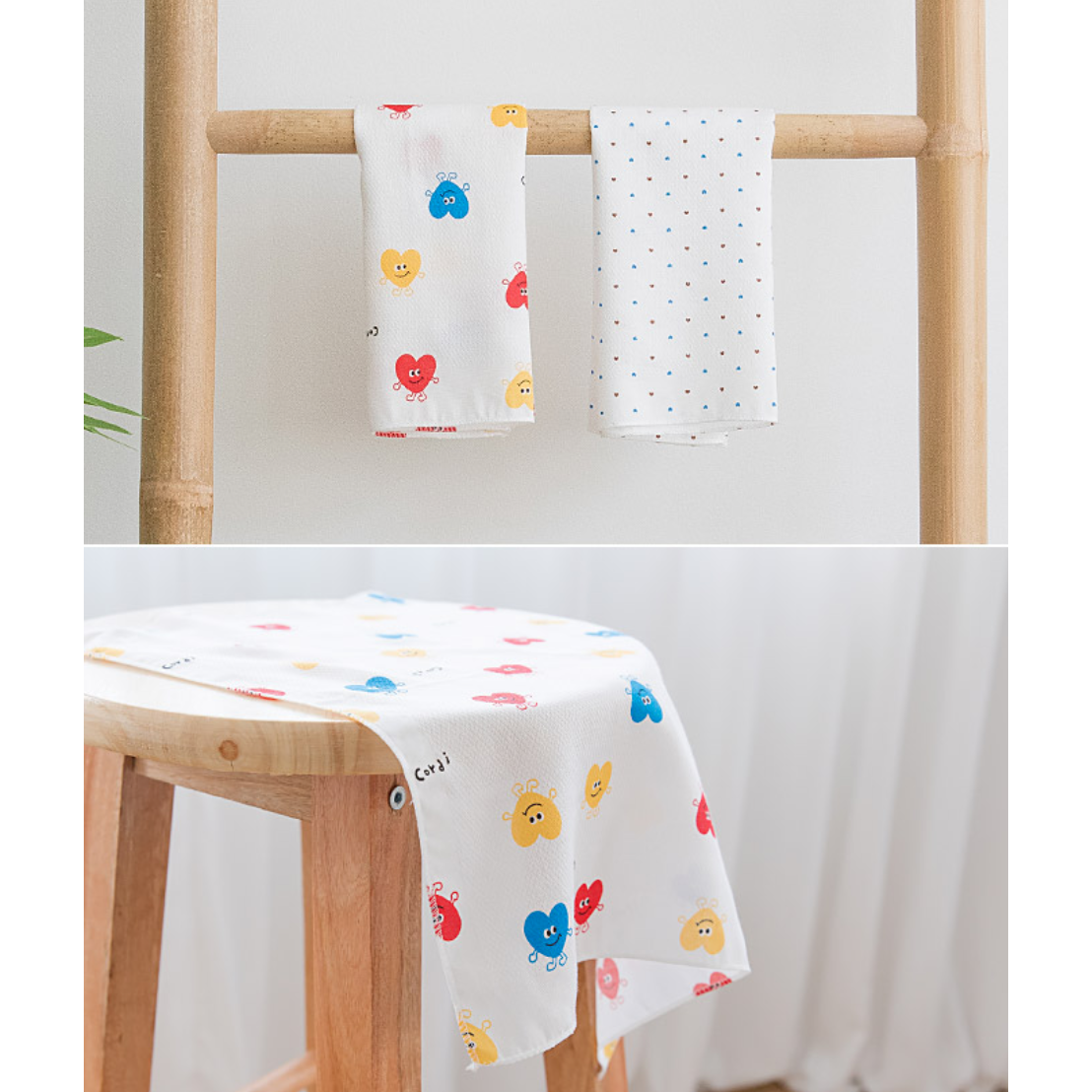 Bamboo Cotton Baby Washcloths – Hearts (10 pcs)