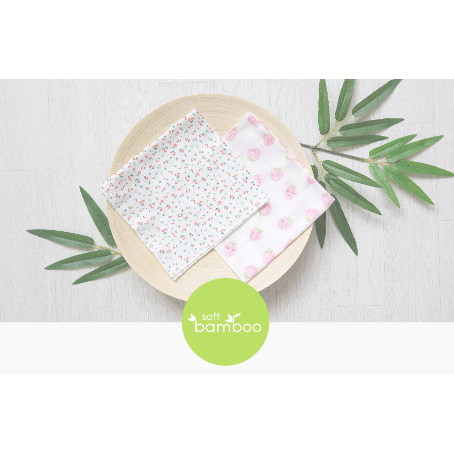 Bamboo Cotton Baby Washcloths – Strawberry (10 pcs)