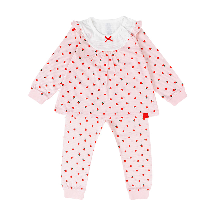 Cherry Jacquard Organic Cotton Kids Summer Pajama Set