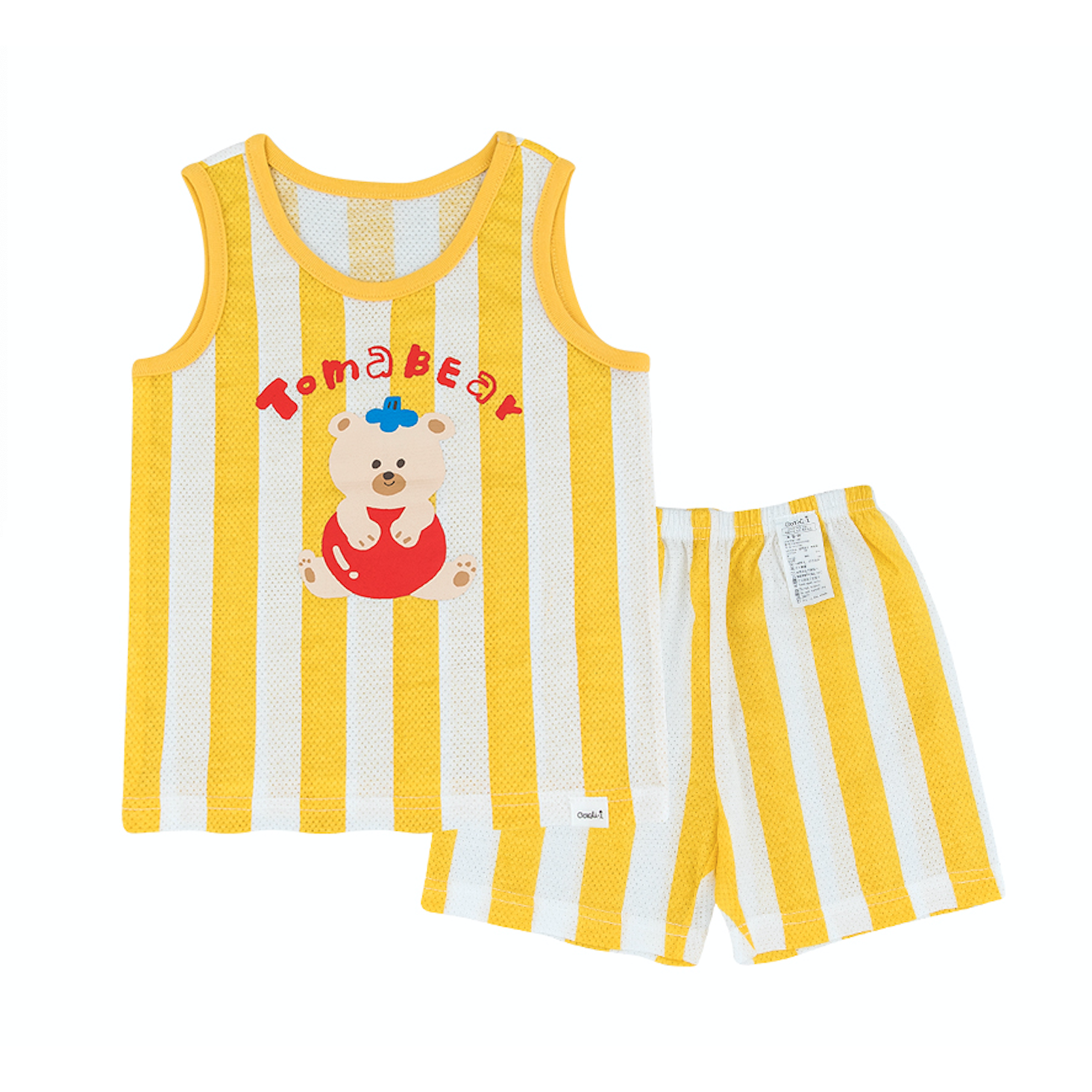 Summer Yellow Bear Toddler Mesh PJ Tank and Shorts Set