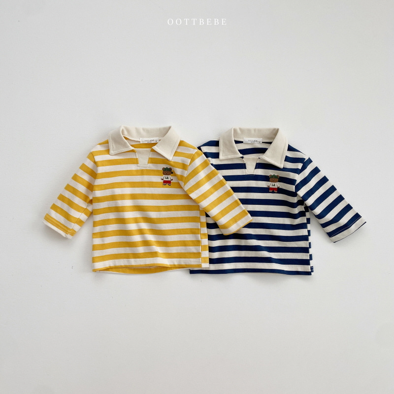 Baby Bear Striped Collared Shirt for Boy and Girl