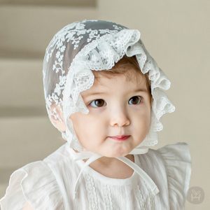 Prina White Lace Baby Bonnet