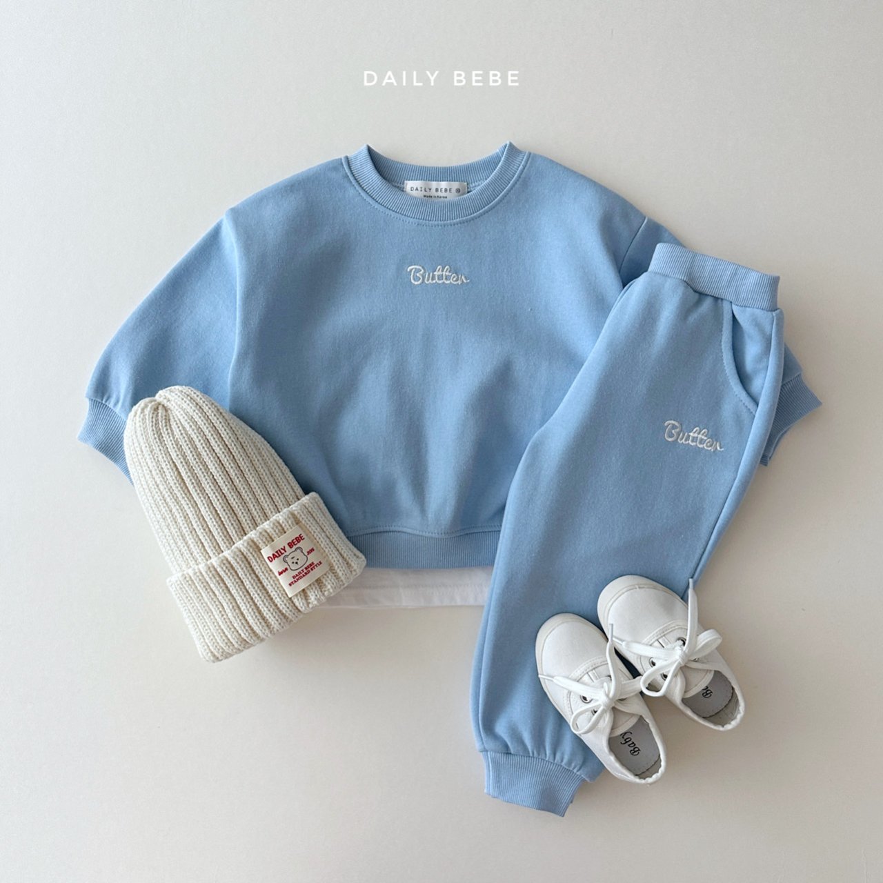 Daily Bebe] Pastel Butter Sweatshirt and Jogger Set