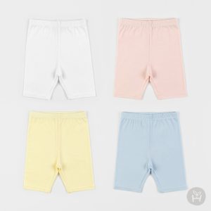 Display of the Pure Basic Baby Leggings, showcasing the range of pastel colors available. The image highlights the soft texture and flexible fit of the leggings, perfect for active babies and toddlers