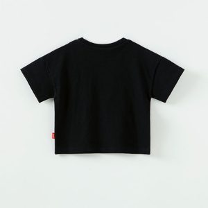 Child’s black t-shirt with Dinosaur graphic, made from soft 100% cotton, perfect for summer wear