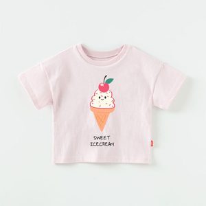 Kid's pink t-shirt with Sweet Ice Cream graphic, made from 100% cotton, available exclusively in Vancouver