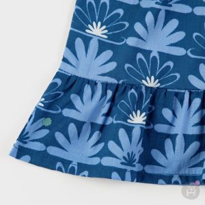 Adorable Spica Baby Girl Summer Dress in vibrant blue floral print, available in sizes 90 to 110, perfect for stylish and comfortable summer outings.