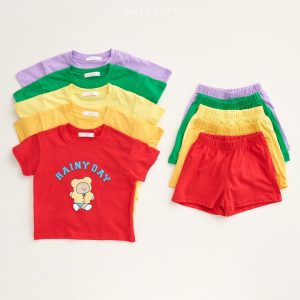 Rainy Day Top and Bottom Set from Korean brand Oottbebe, featuring colorful t-shirts and shorts in various shades