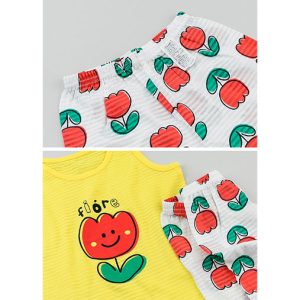 Child in a Tulip Sleeveless PJ Set smiling, with a Buy 2 Get 1 Free offer banner, ideal for summer comfort.