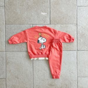 Snoopy Playtime Top and Bottom Sets for Kids displayed on a neutral background, featuring bright colors and Snoopy graphics